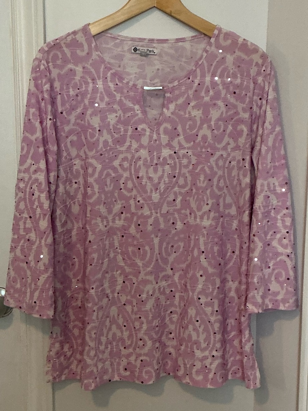 Kate Park Sparkly Lavender Paisley Tunic
